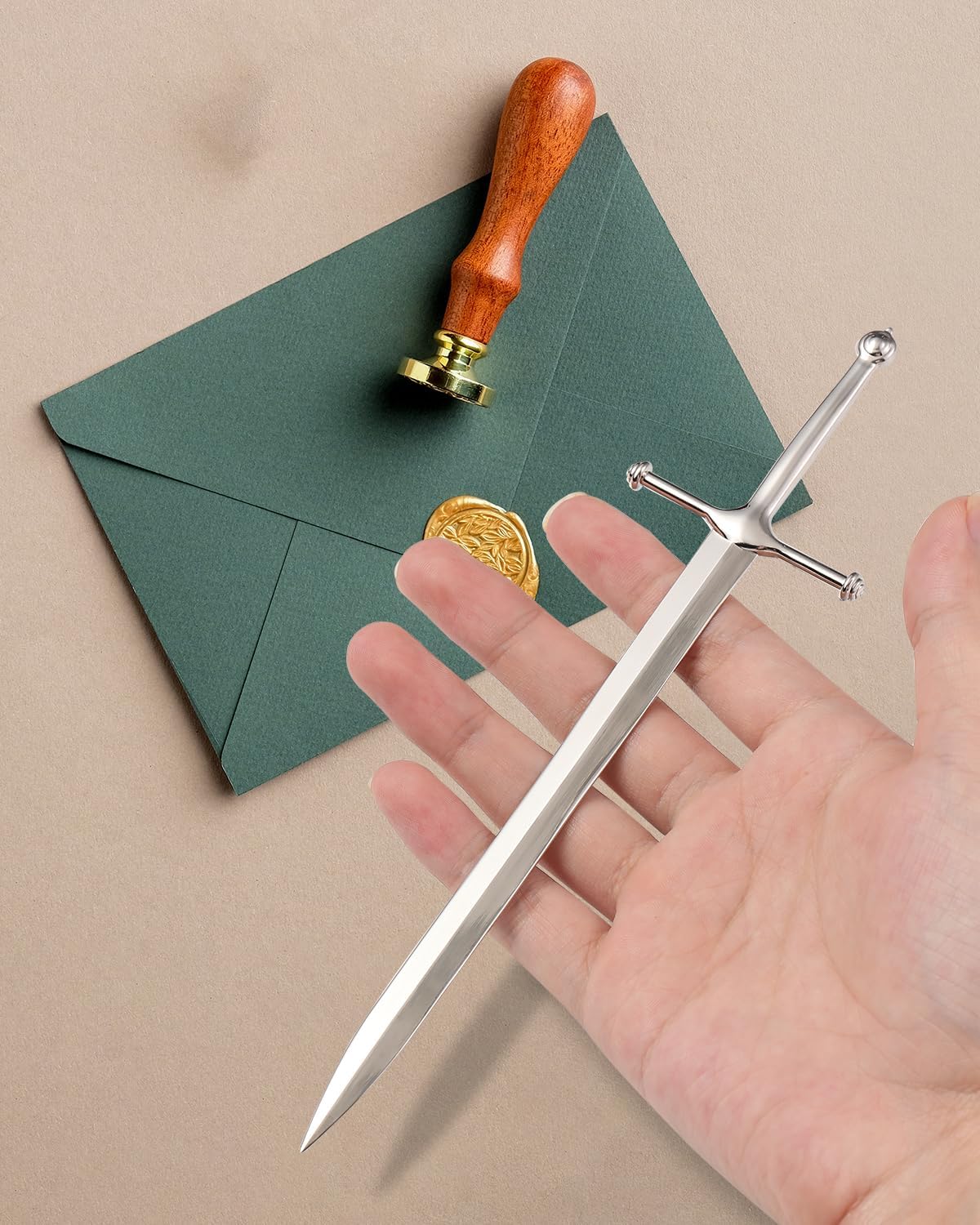 Letter Opener Envelope Slitter Mail Opener Tool Sword Letter Opener Vintage Decorative Letter Opener Knife Desks Decoration Silver Ergonomic Grip Handle Office Mail Supplies