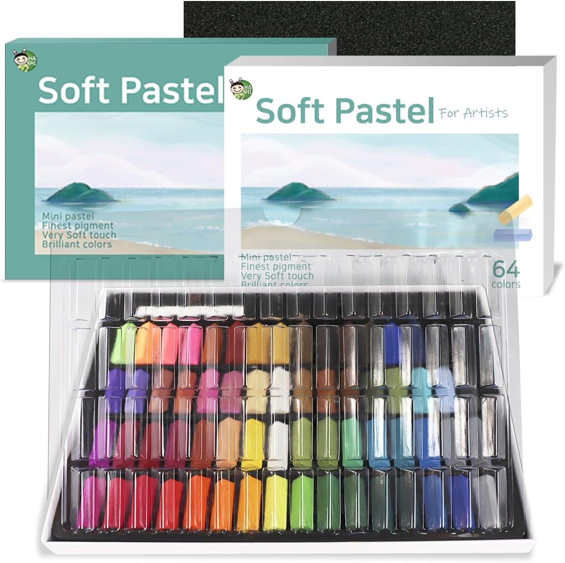 HA SHI Soft Chalk Pastels, 64 colors with additional 2pcs, Non Toxic Art Supplies, Drawing Media for Artist Stick Pastel for Professional, Kids, Beauty Nail Art, Pan Chalk Pastels