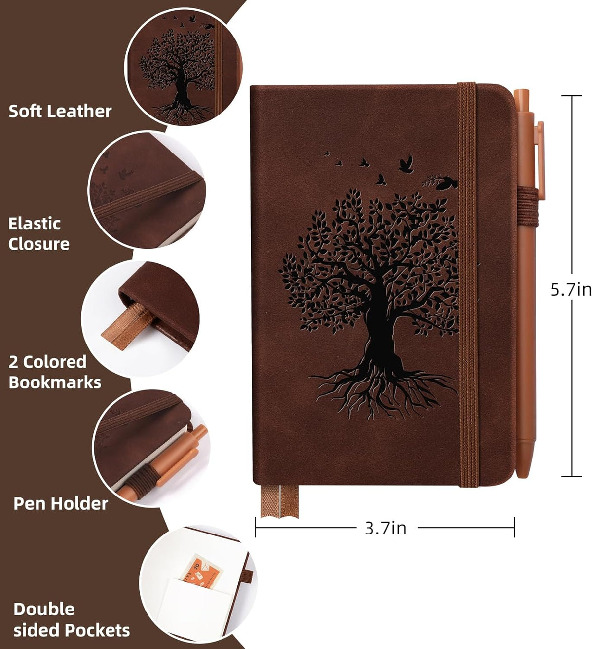 3 Pack Pocket Journaling Notebooks, A6 Small Notebook For Note Taking Journaling Notebooks Journals For Writing Mini Note Pads With Pen Holder 120 Pages 100 GSM Thick Paper