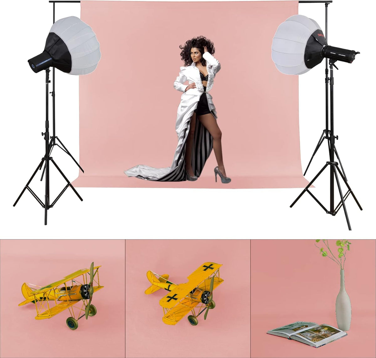 Joccun 10X10FT Light Pink Backdrop Background for Photography,Polyester Backdrop Curtain Background Screen for Photography,Photoshoot,Video Recording,Studio(10X10ft,Light Pink)