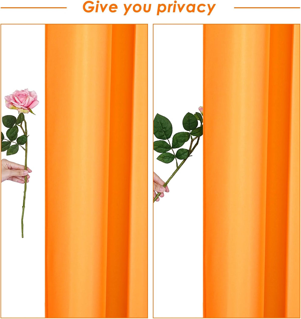 Orange Backdrop Curtains 6 Panels 5ft x 10ft Polyester Photo Backdrop Drapes for Birthday Party Stage Window Supplies Decorations