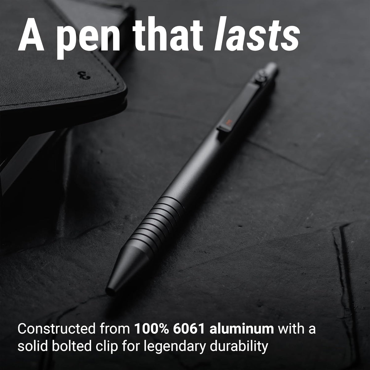 Everyman Grafton Full Click Refillable 0.7mm Ball Point Pen, Military | Sleek Anodized Aluminum EDC Pen with Deep Grooved Grip | Smooth Writing Pocket Pen for Office, Travel, Gifting & Daily Use