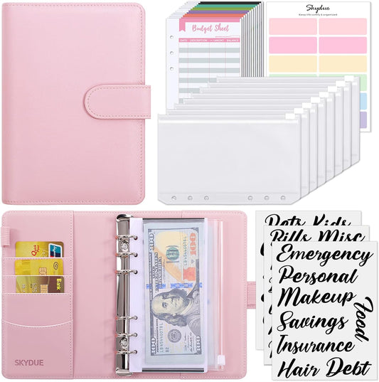SKYDUE Budget Binder, Money Saving Binder with Zipper Envelopes, Cash Envelopes and Expense Budget Sheets for Budgeting