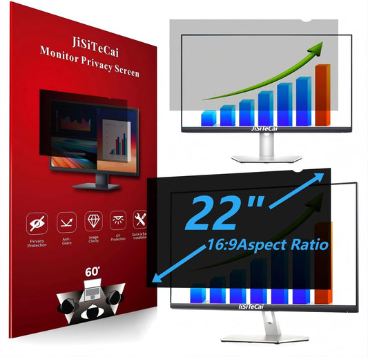 22 Inch 16:9 Computer Privacy Screen Filter for Monitor - Privacy Shield and Anti-Glare Protector