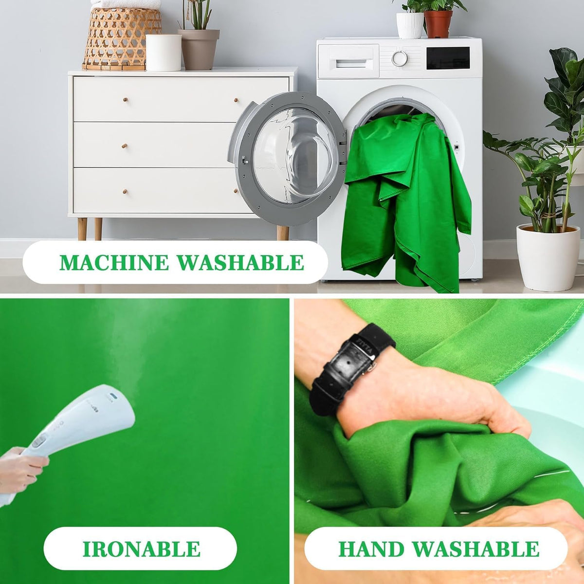 Green Backdrop 6x8ft – Professional Photography Backdrop for Photoshoots, Studio & Portraits, Wrinkle-Free, Opaque, Machine Washable Polyester, Non-Fading, Reusable for Photo Background