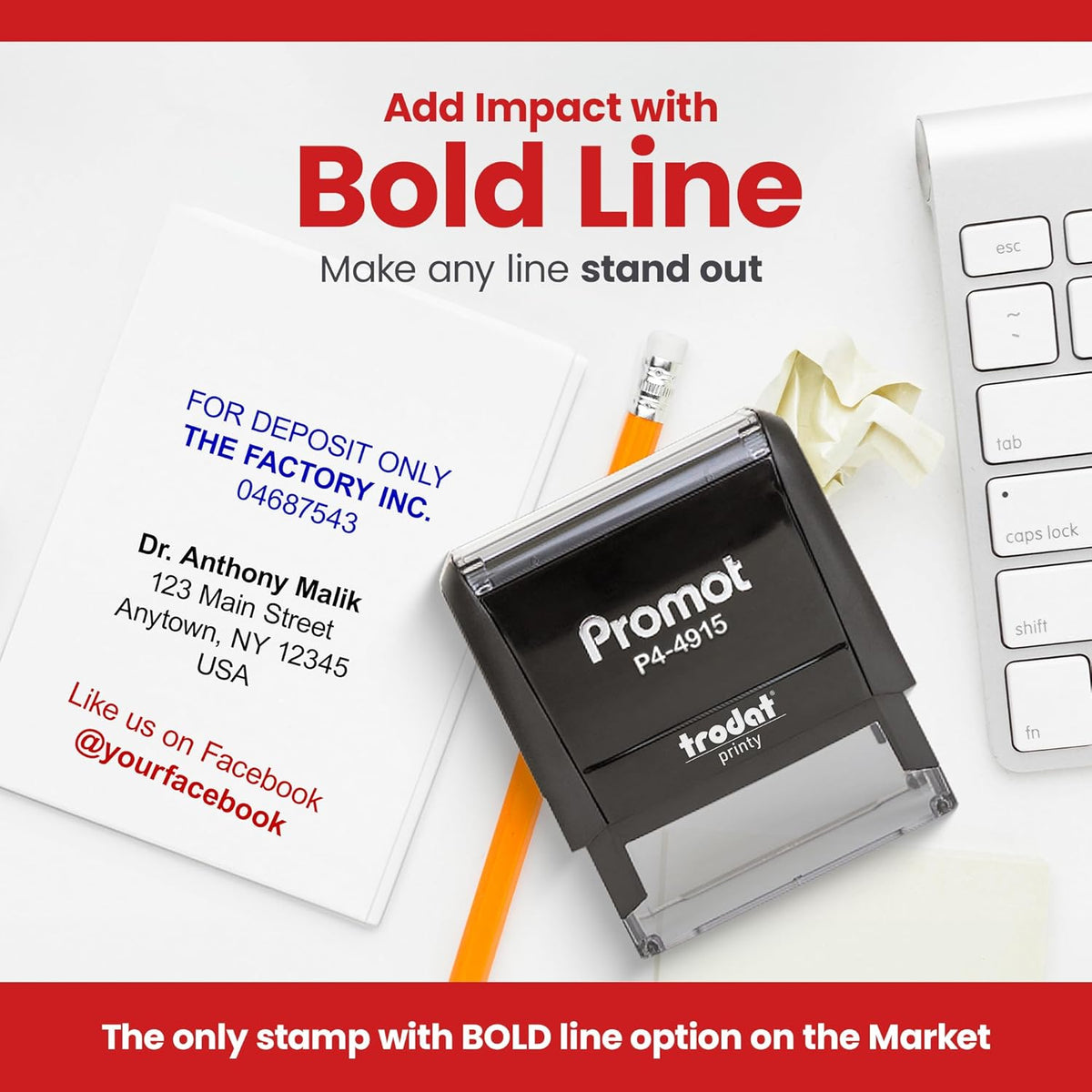 Promot Self Inking Custom Stamp - Up to 4 Lines of Personalized Text, Customized Address Stamp with Easy to Change Ink Cartridge (Extra Large)
