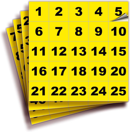 iSYFIX Yellow Consecutive Number Stickers – 1 to 100, 1.5-inch, 1 Set – Vinyl Self Adhesive Premium Decal, Ideal for Inventory, Storage, Organizing, Boxes, Toolbox, Lockers & More, Indoor/Outdoor