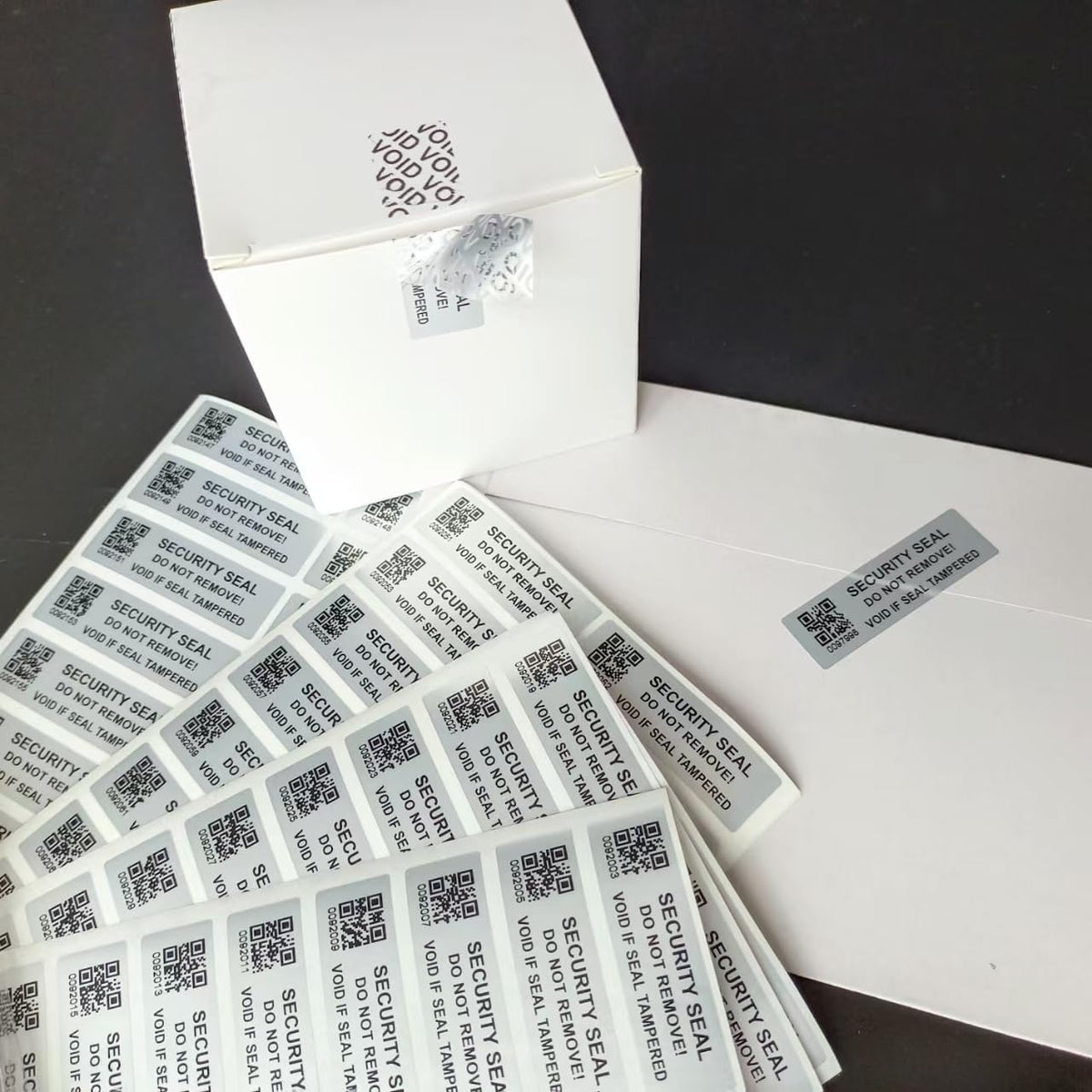 200pcs Security Warranty Void qrcode Stickers with Serial Number Tamper Proof Evident Sealing Label for Package(2x0.6 inches,Matte Silver)