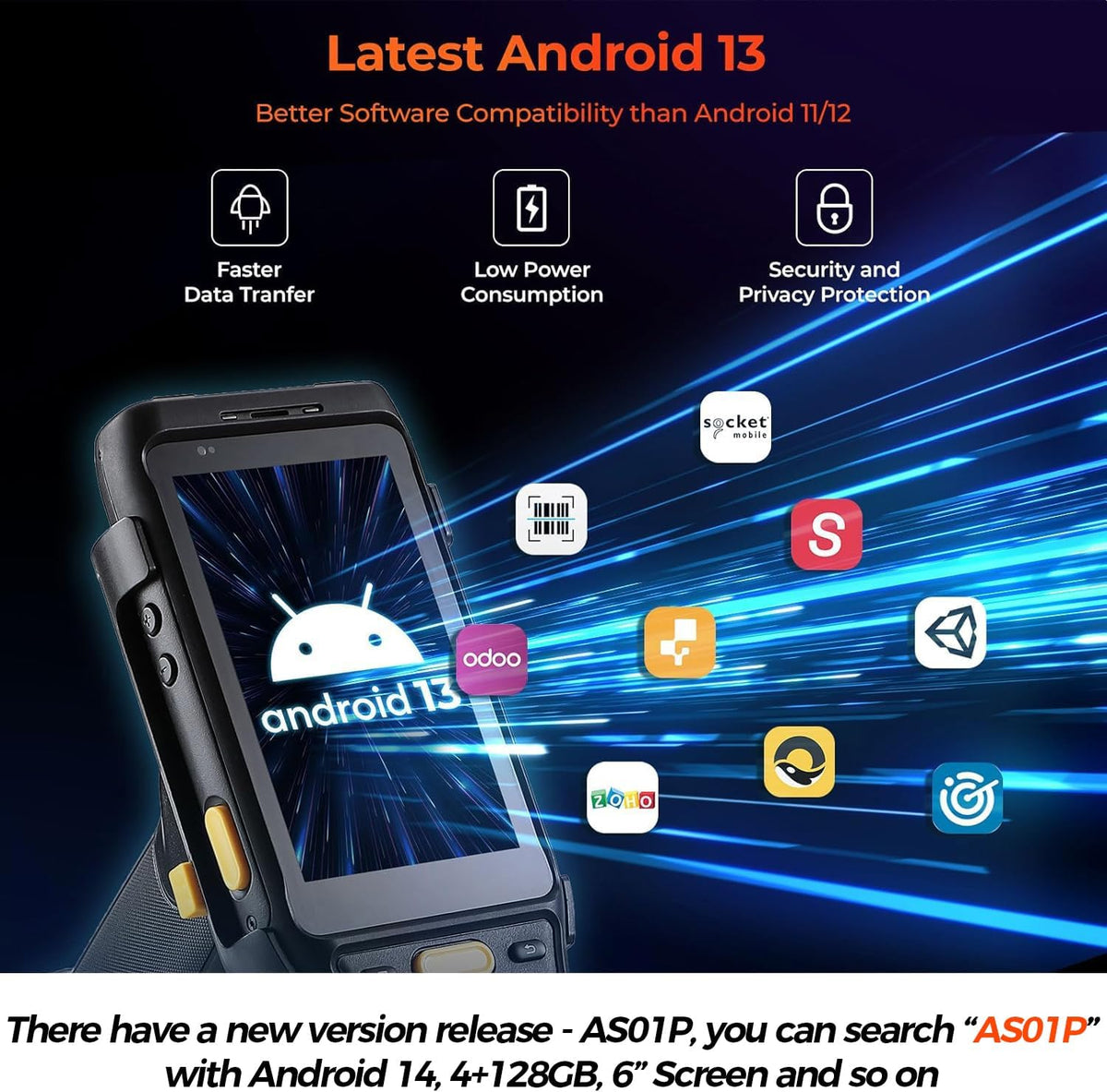 MUNBYN 088P 2025 New Long-Range-Android-Barcode-Scanner, Android 13 PDA, Equip with Zebra 4850 Scanner, Long Distance Inventory Scanner with Pistol Grip, 1D 2D QR for Warehouse