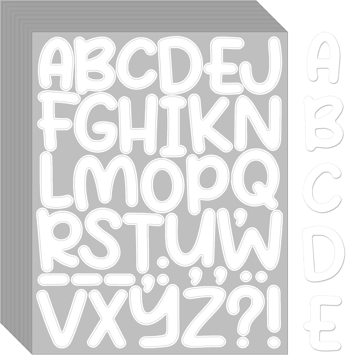 Bemeol 1368 Pieces Letter Stickers 36 Sheets 2 Inch Alphabet Letter Stickers Vinyl Self Adhesive Sticker Letters for Bulletin Board Home Classroom Mailbox Decor(White)