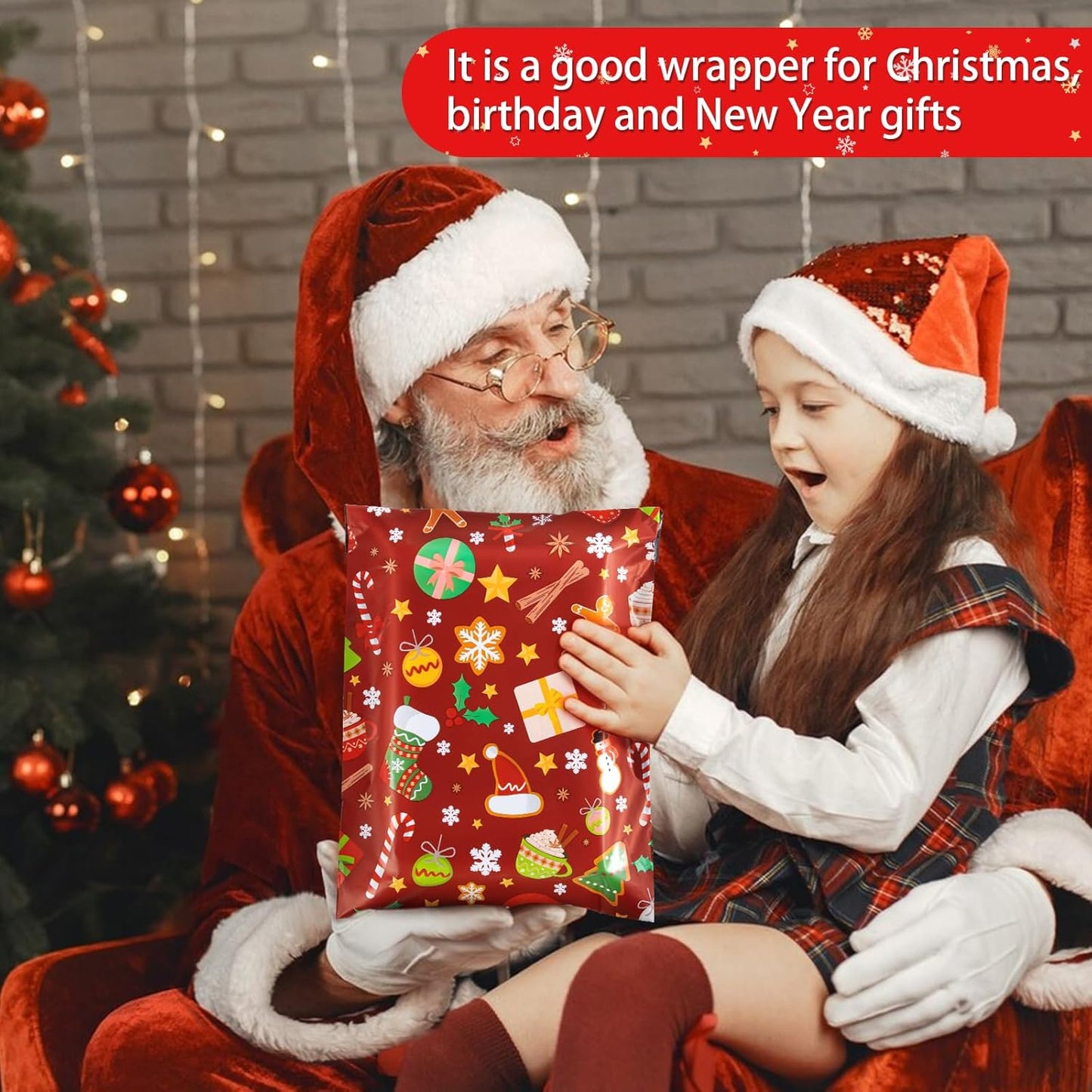 Oududianzi Christmas Poly Mailers 10x13, 100PCS Waterproof Shipping Bags, Self Seal Mailers Poly Bags for Shipping, Holiday Polymailer Packaging Bags for Christmas Gift
