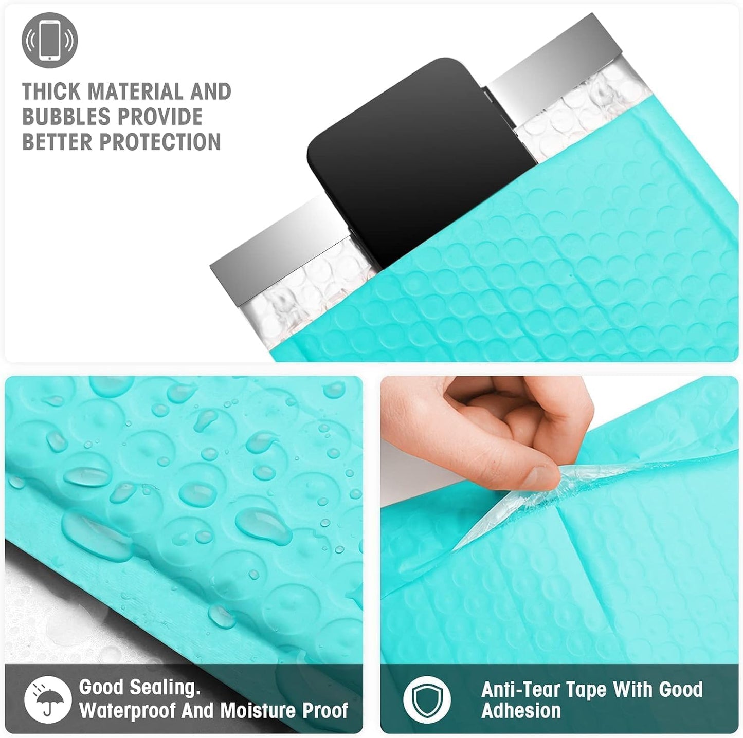 Metronic 3000 Pack Bubble Mailers 6x10 Inch Teal Bubble Mailer Usable Size 6x9'' Waterproof Padded Envelopes for Packaging, Shipping, Mailing, Small Business Supplies