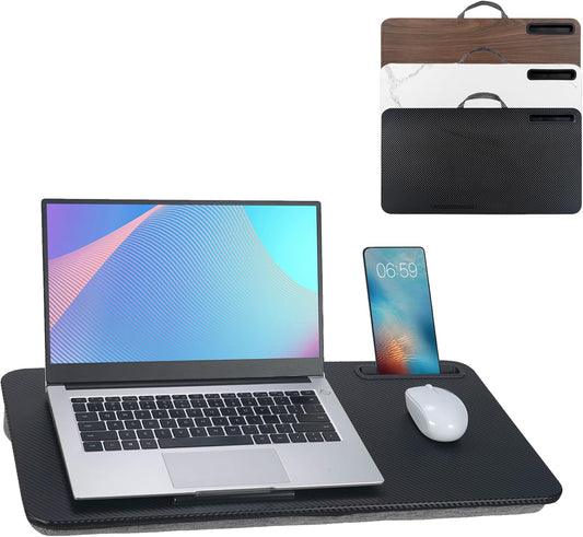 Portable Laptop Desk Fits Up to 16“ Laptops, with Tablet Slot, Built-in Cushion, Great for Home & Office,Lap Desk for Laptop,Lap Desk with Cushion (Black, Large)