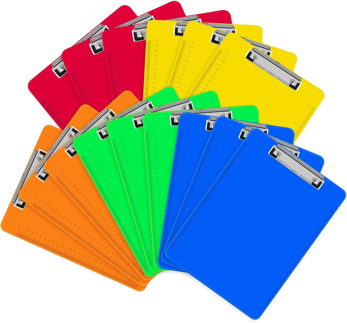 HERKKA 15 Pack Plastic Clipboards, Assorted Color, A4 Letter Size, 12.5 x 9 Inch