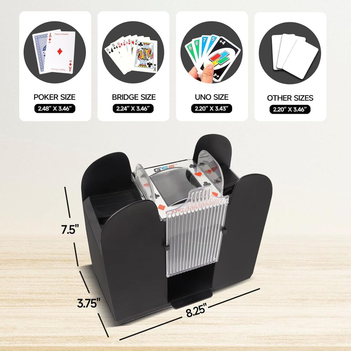 GSE Games & Sports Expert Automatic Card Shuffler for 6 Deck Cards, Battery-Operated Shuffler Machine for Playing Cards, Blackjack, Texas Hold'em, Canasta, Bridge, UNO Card Games