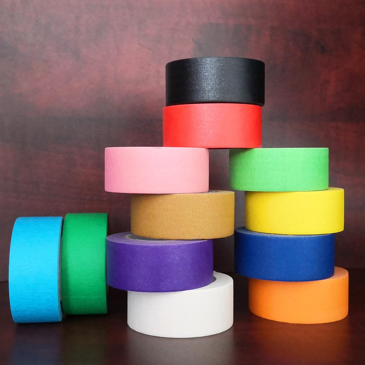 LLPT Colored Masking Tape 12 Rolls Colorful Craft Tape Total 552 Feet x 3/4" Vibrant Rainbow Colors Painters Tape for Decorative Arts Crafts Paint Color Coding Labeling (PT1912)