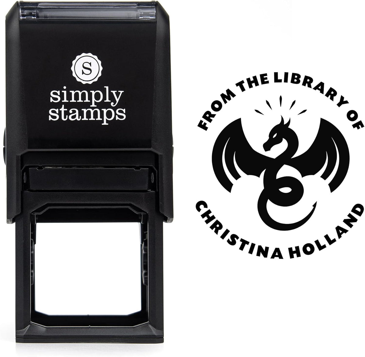 from The Library of Embossers & Stamps for Fantasy Book Readers | Custom Embosser | Custom Stamp | Ex Libris | Elevate Your Fantasy Collection of Stories and Novels (Design 5, Self-Inking Stamp)