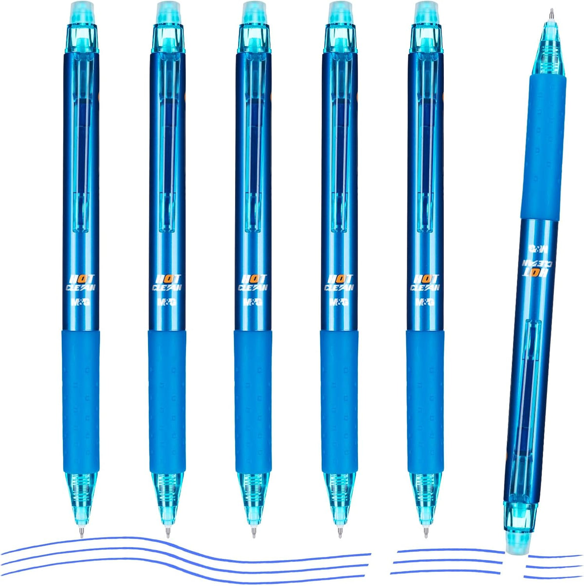 M&G Erasable Gel Pens, 6 Pcs Retractable Blue Ink Erasable Pen Fine Point 0.5mm, Quick Dry Erasable Pen with Non-Slip Grip, Pens Make Mistakes Disappear for Drawing Writing Planner Office Supplies