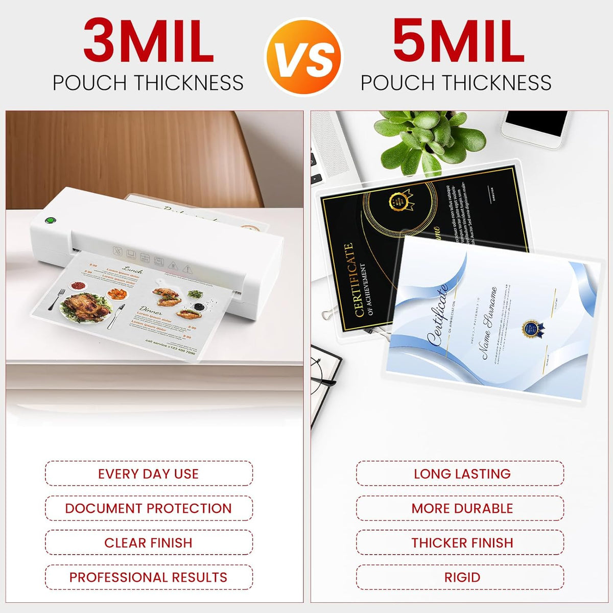 CAREGY Thermal Laminating Pouches,150 Pack Laminating Sheets, 5 Mil, 9 x 11.5 Inches Lamination Sheet Paper for Laminator, Round Corner Letter Size, Office and School Supplies