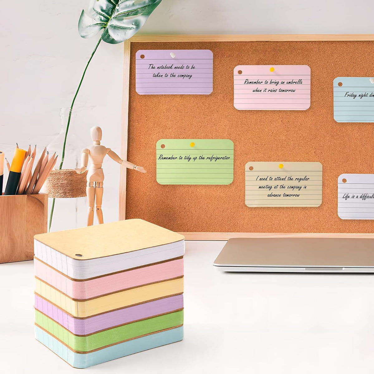 6 Pack Lined Index Cards 3 x 5 Inches, 600 Pcs Colored Ruled Index Flashcards Lined Flash Cards with Rings for Study, Office and Home