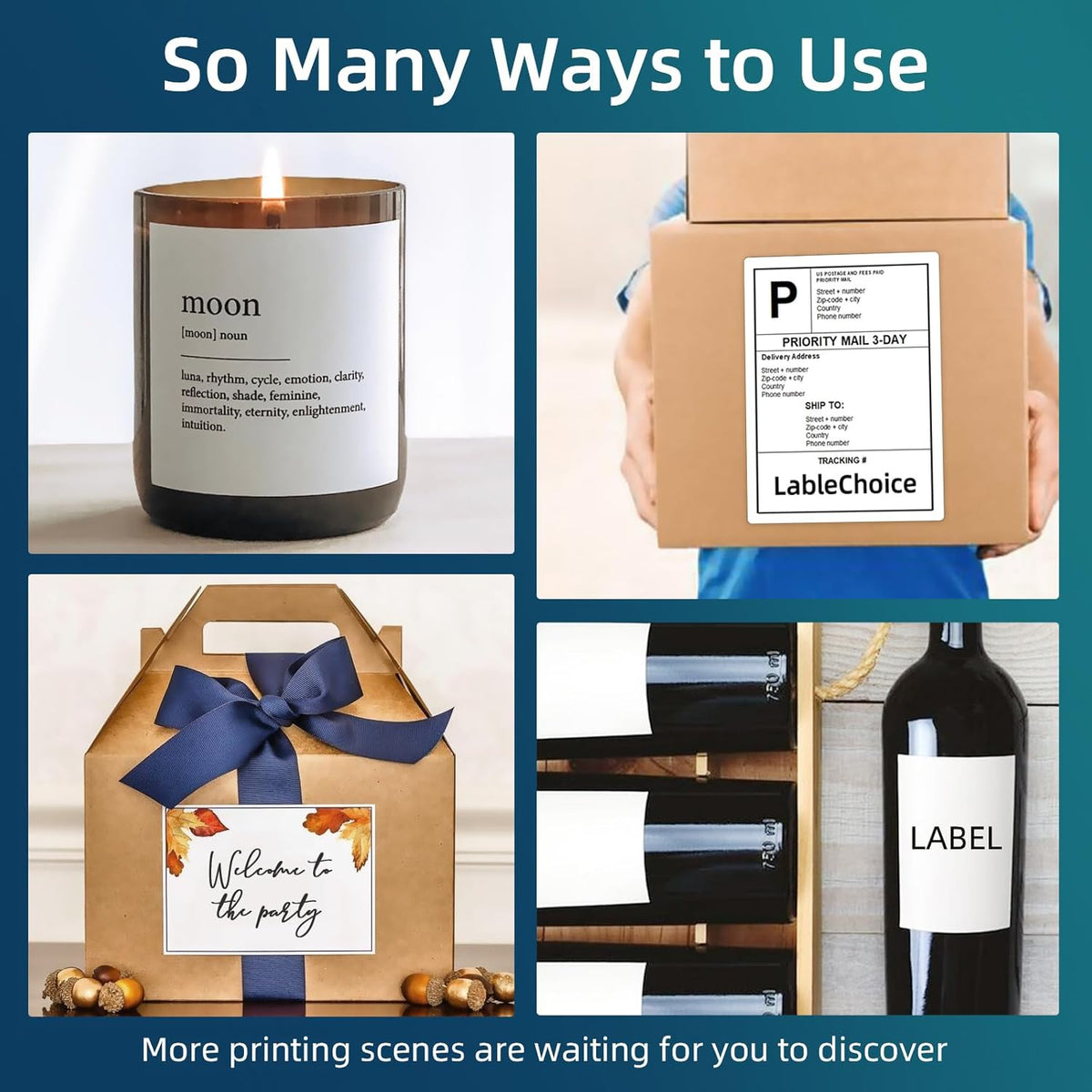 500 Sheets 2000 Labels 4"x5" 4 Up Shipping Address Labels for Laser & Inkjet Printers, Permanent Adhesive 4 per Page Shipping Stickers