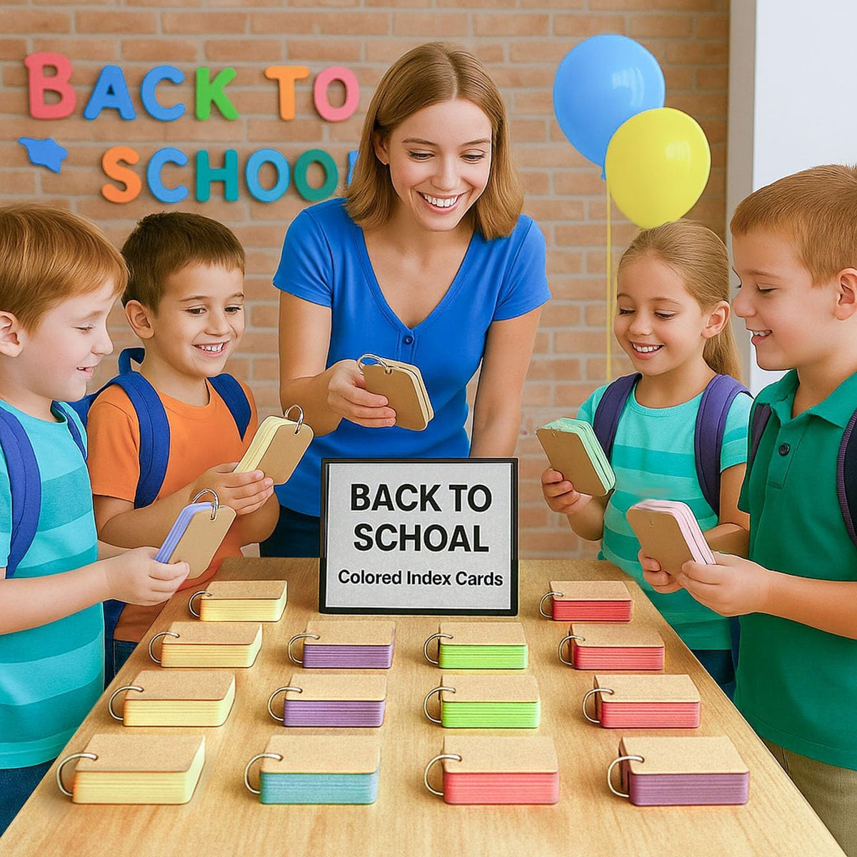 Koogel Colored Index Cards, 300 Count, 2.2 x 3.5 Inchs Flash Card Lined Ruled on Both Side, 6 Assorted Colors, Heavyweight Notecards for School Studying Learning College Office Home Taking Notes