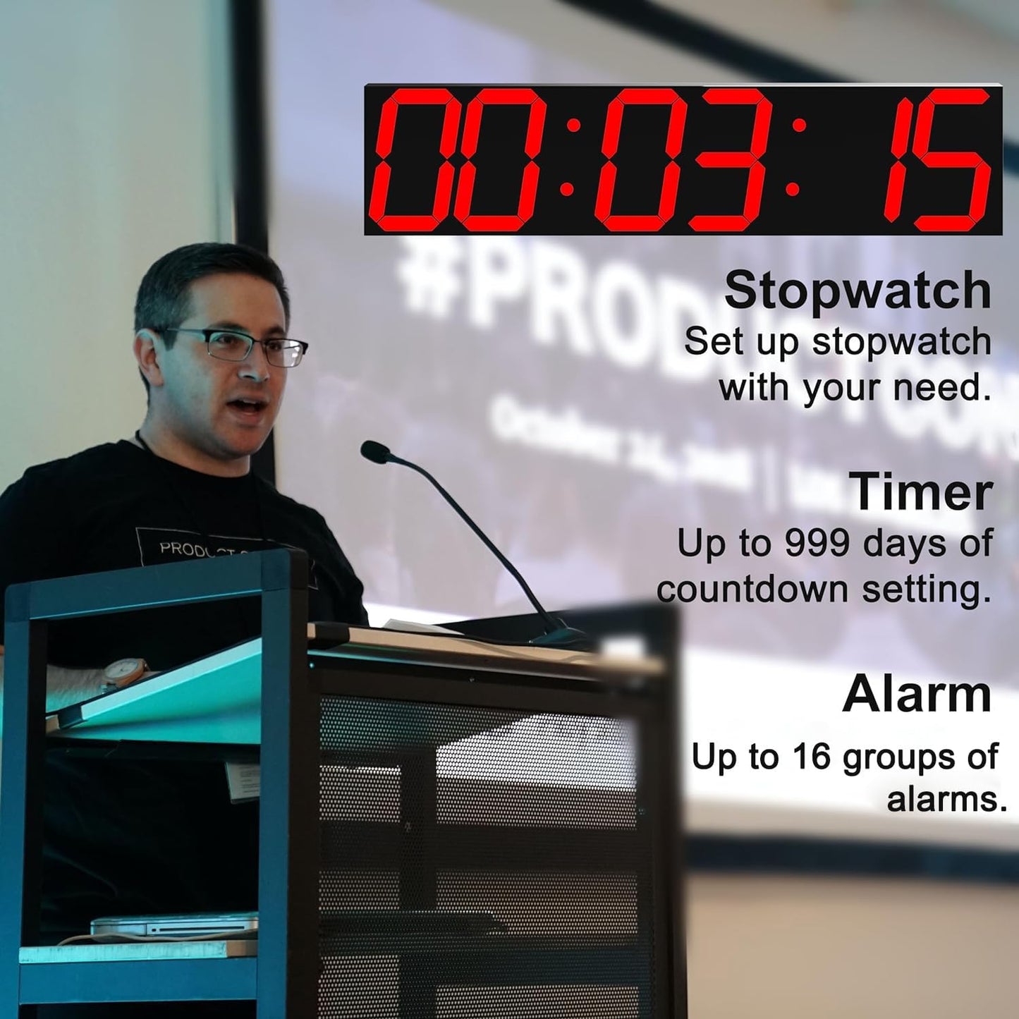 Digital Wall Clock, Oversize Led Digital Clock Large Display with Auto Dimmer, Huge Countdown Timer with Remote Control, 27" Wide Led Display, 6 Digits, Wall Mount, Date and Temperature (Red)