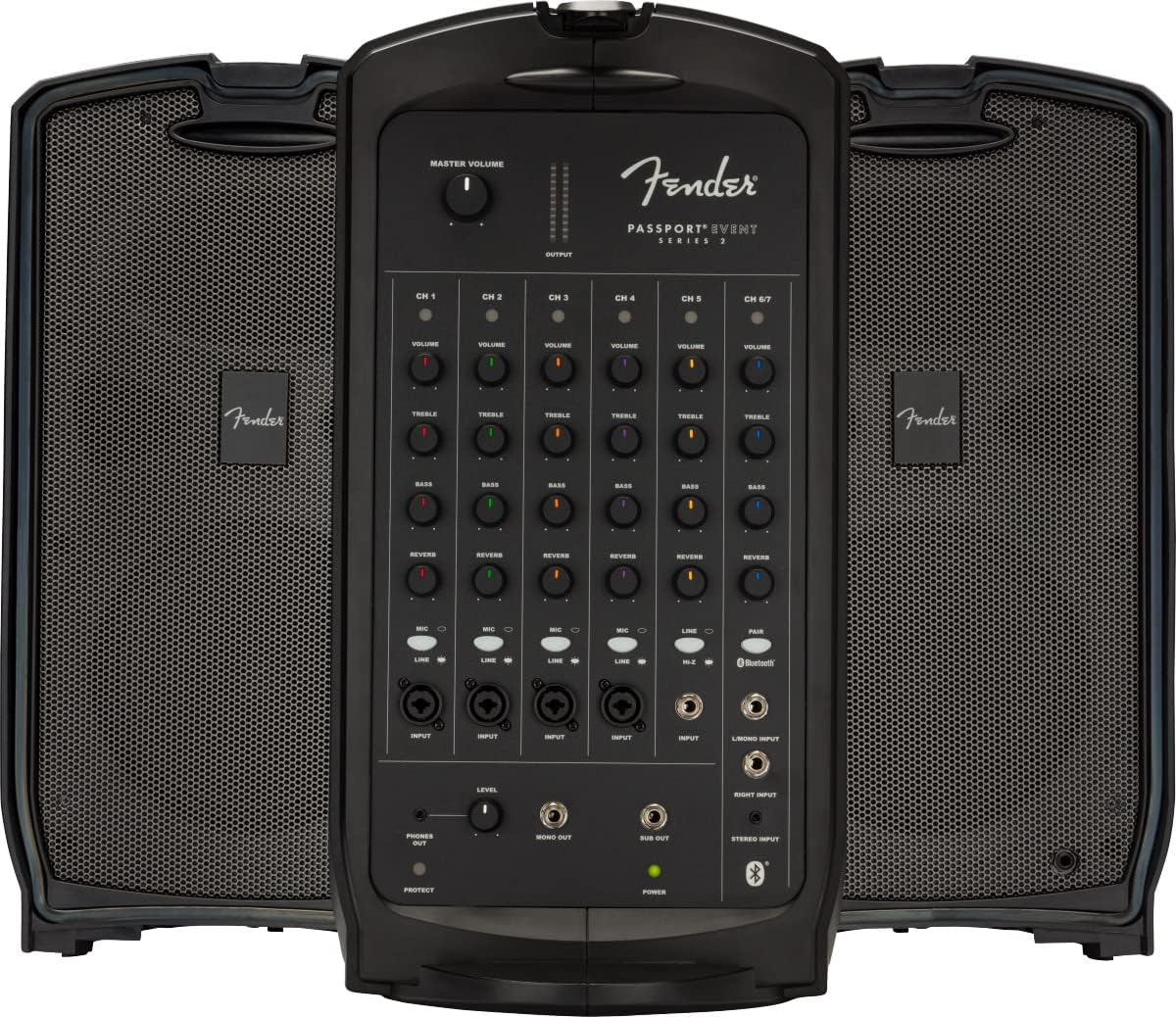 Fender Passport Event S2 Portable PA System Bundle with Compact Speaker Stands, XLR Cable, and Instrument Cable