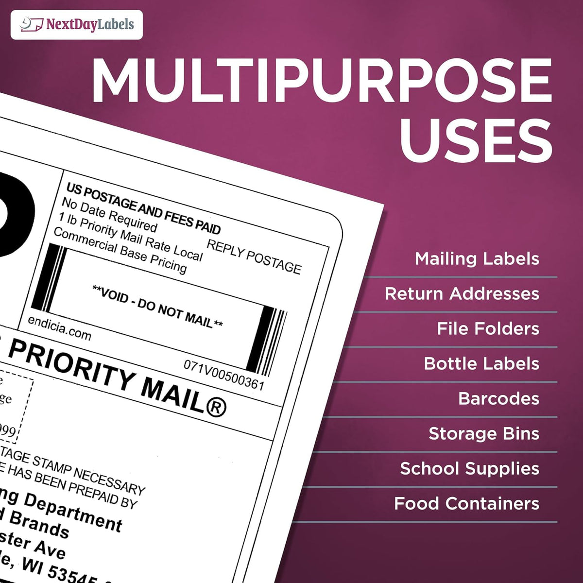 NextDayLabels - Full Page Labels 8.5 x 11 - White Shipping Labels - 8.5 x 11 Label Paper for Printer - Large Blank Matte Sticker Printer Paper - Laser/Inkjet Printer Labels (1 Per Sheet, 25 Labels)