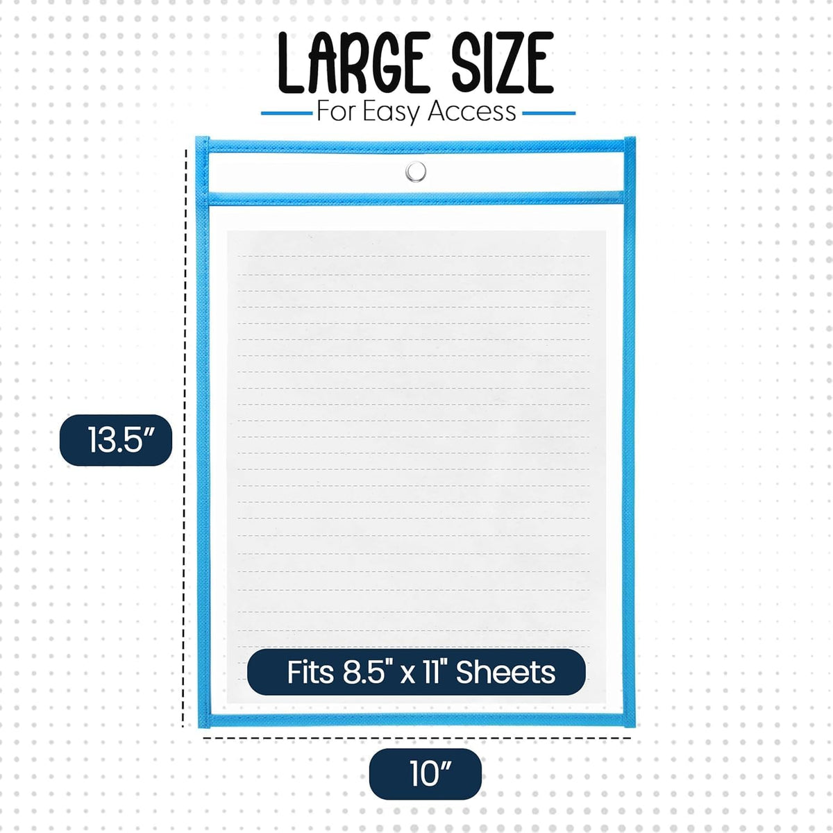 Essex Wares - 6 Pack, Blues & Greens, Water-Resistant Dry Erase Pocket Document Protectors, 10" Wide x 13.5" Tall - Dry Erase Clear Plastic Sleeves - Reusable & Easy Erase Plastic Invoice Holders