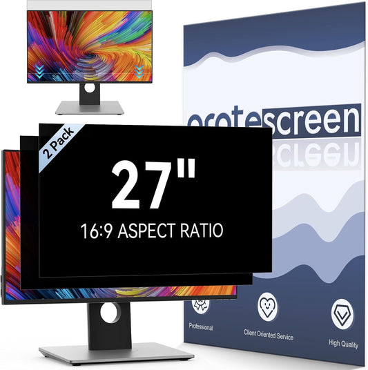 [2 Pack] Computer Privacy Screen 27 Inch for 16:9 Widescreen Monitor, Removable Eye Protection Anti Glare Blue Light Filter, Anti Scratch Computer Monitor Privacy Shield 27 in