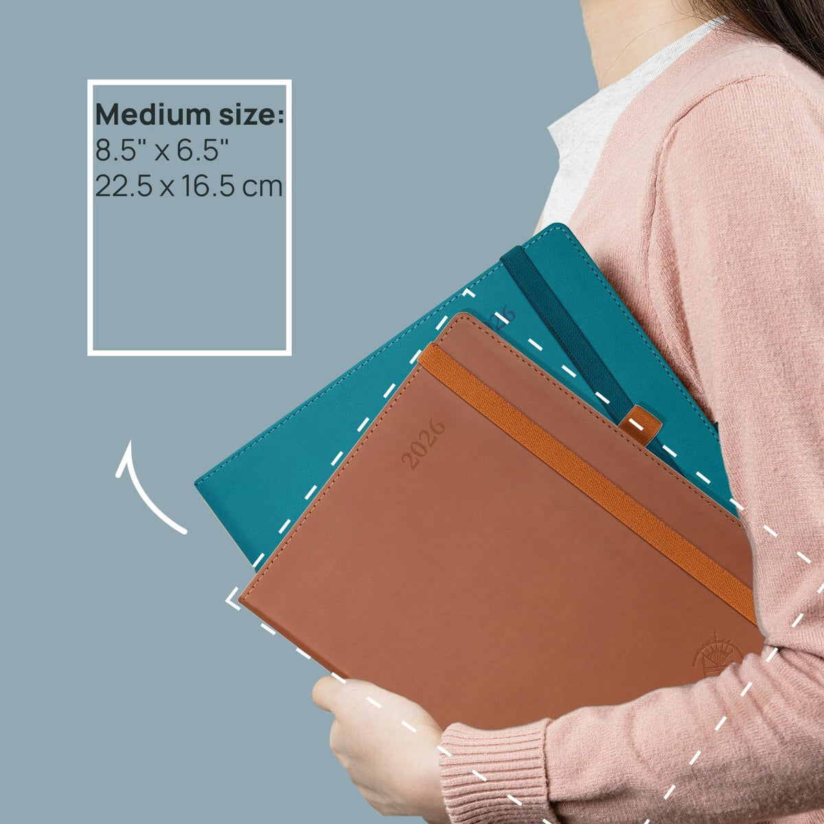 POPRUN 2026 Planner (Medium - 6.5'' x 8.5'') - 2026 Weekly Calendar ((Jan. 2026 - Dec. 2026) with Hourly Time Slots, Weekly/Monthly Appointment Book for Time Management - Leather Soft Cover - Burgundy Red