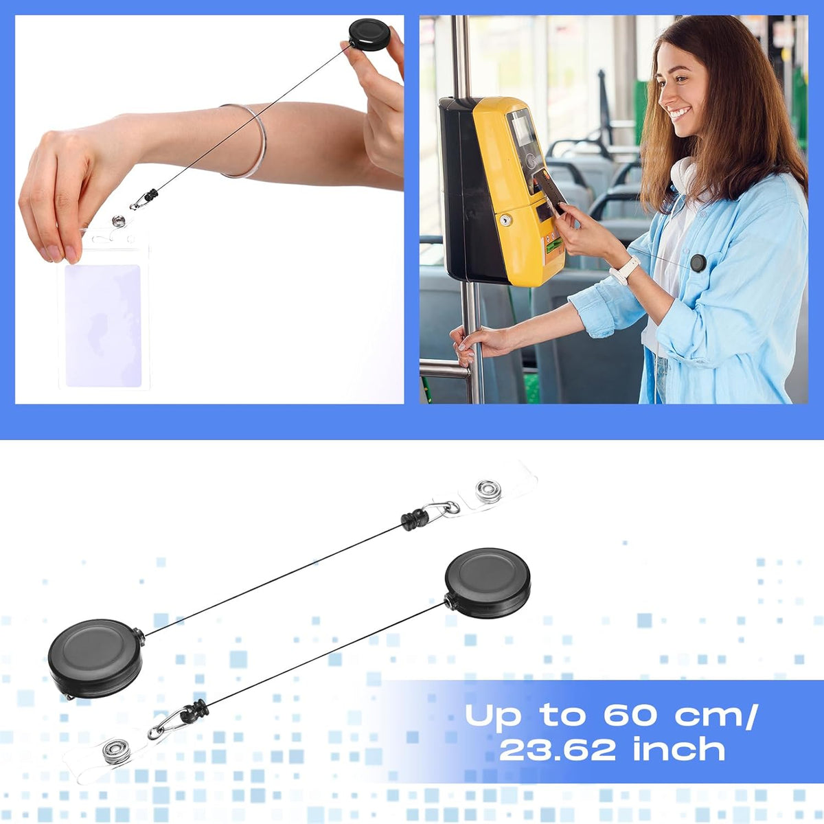 Zonon 100 Pcs Retractable Badge Reel Clip Holder Bulk with Metal Belt Clip Badge ID Card Holder Gifts for Nurses Teachers Students Office Workers School Supplies(Transparent Black)