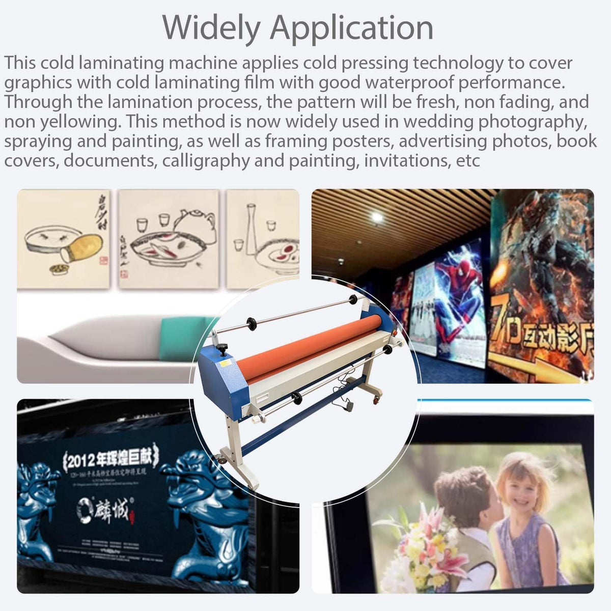 51in Electric Manual Cold Roll Laminator 1300mm Wide Format Vinyl Photo Film Hold Rod Laminating Machine with Casters Soft Rubber Roller for Commercial Offices