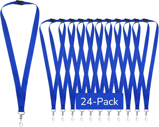 24-Pack Breakaway Lanyards, Polyester Neck Straps for ID Cards, Keys, Office, School & Events