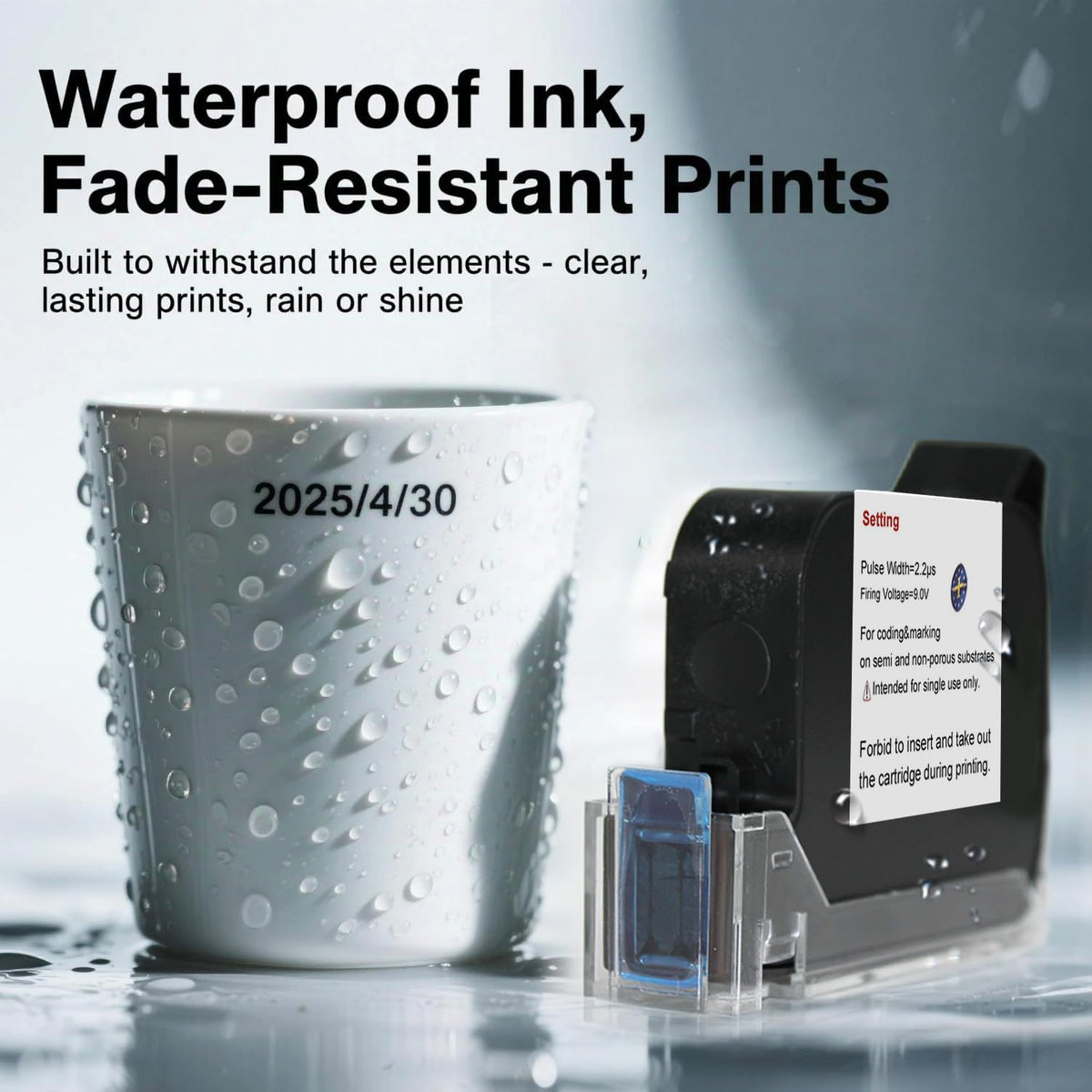0.5" 42ml Quick-Drying W6900K Ink Cartridge for 0.5inch/12.7mm Handheld Inkjet Printer E55/E15/E98/E11/E12/E16, Black