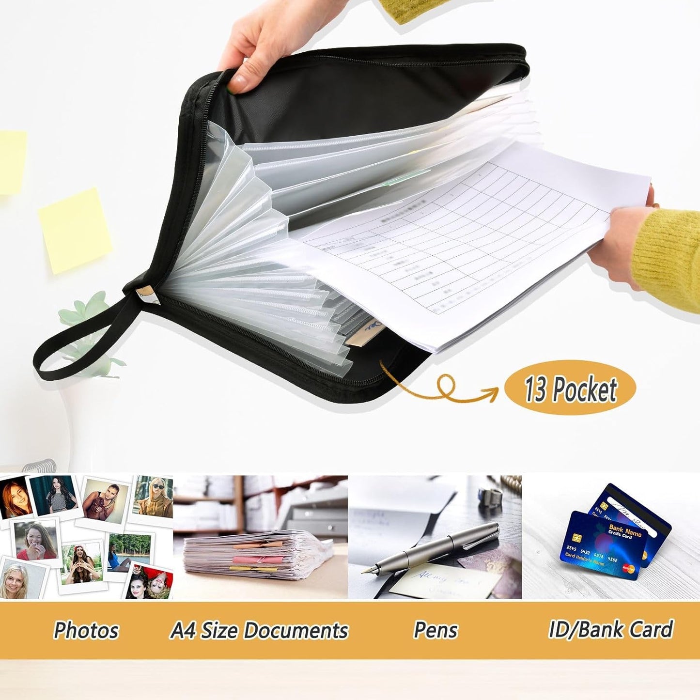 Gredecor Adorable Dogs and Bone Expanding File Folder 13 Pockets Puppy Aniamals Expandable Filing Folders Accordion Document Files Organizer for A4 Letter Size Paper