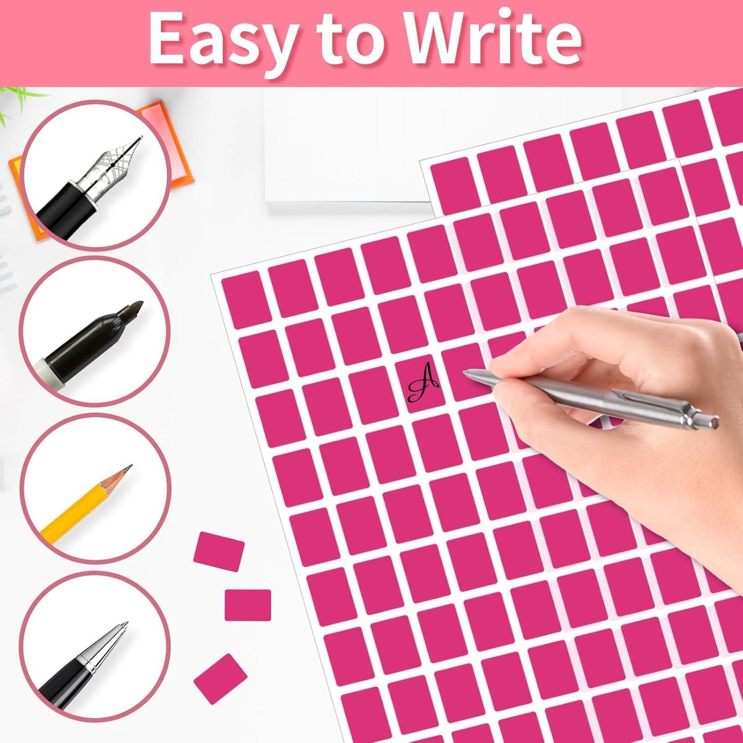 Starboling Color Coding Labels,3000 PCS 1/2" x 3/4" Rose red Rectangular Colored Labels Stickers,for Garage Sale,Price Tags,File Folder Tabs,and Classroom Organization