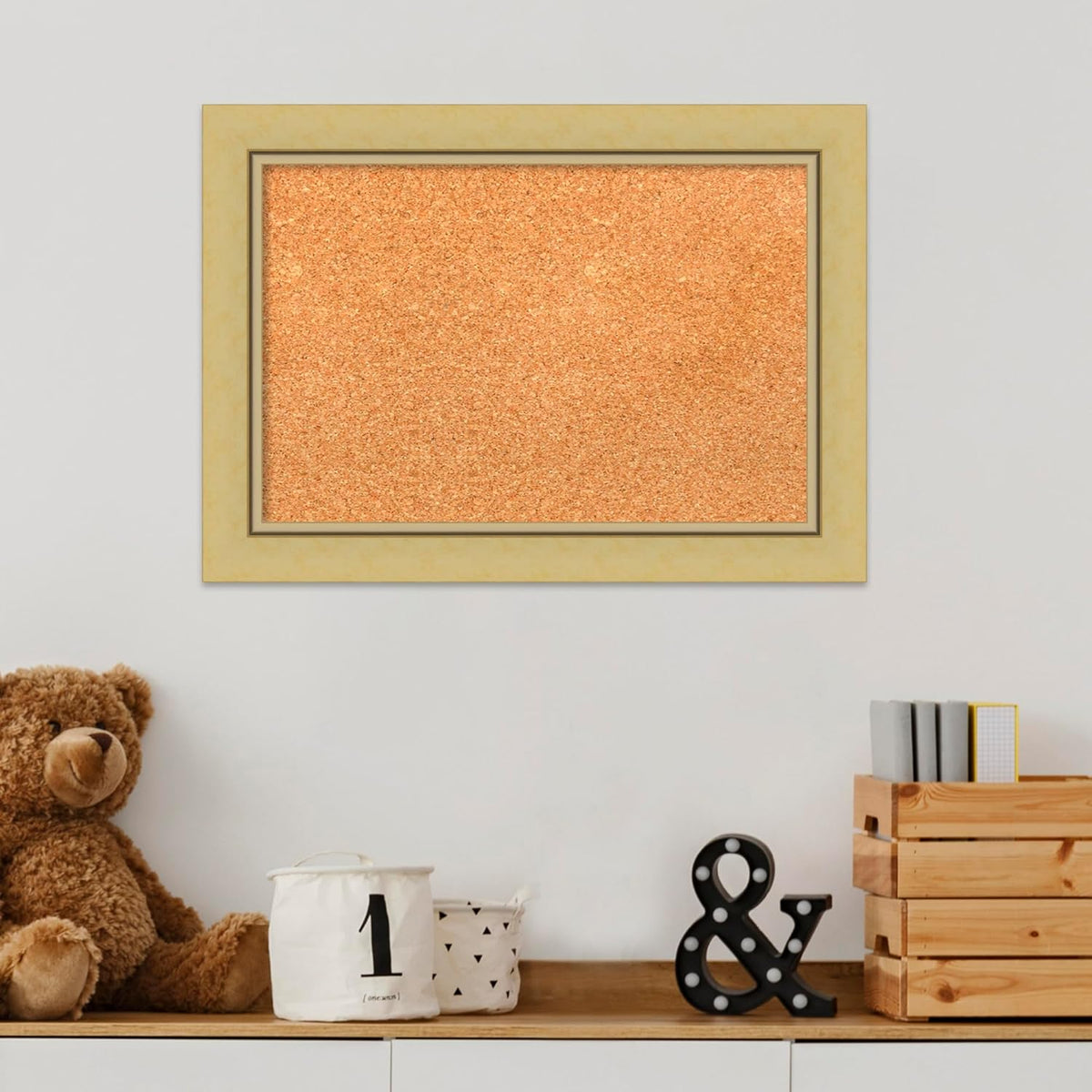 Amanti Art Natural Cork Board for Wall, 15x21 Vision Board with Gold Frame, Small Corkboard Office Decor for Home Organization, Casual Corkboard Pinboard to Display Items for Home Organization in