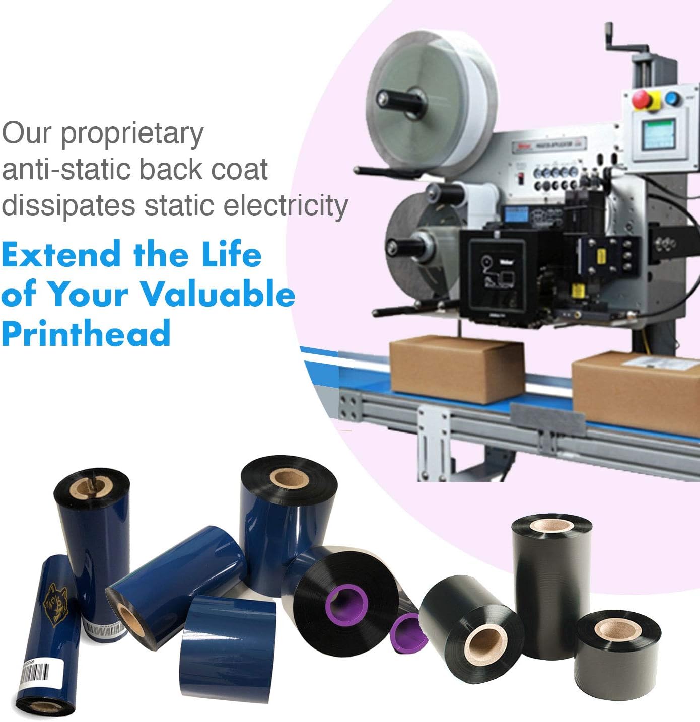 72 Rolls Wolfbarco 1.57" x 1476' (40mm x 450m) Black Standard Full Resin Thermal Transfer Ribbon Compatible with Zebra,TEC, INTERMEC,Citizen,TSC,GODEX,ARGOX Printers