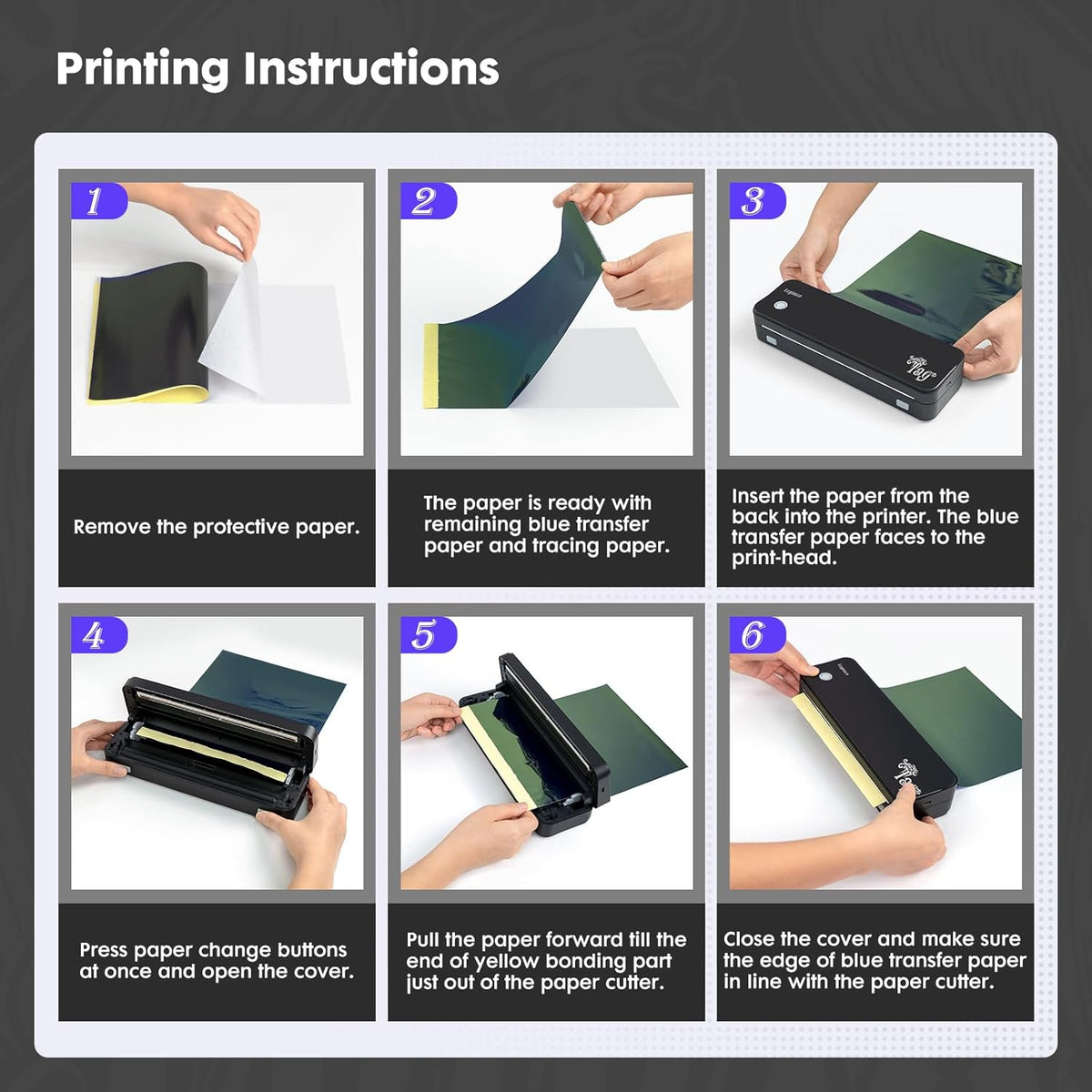 Tattoo Stencil Printer with 40pcs Transfer Paper, Bluetooth Thermal Tattoo Printer Machine for Beginners & Artists, Compatible with Android & iOS, PC