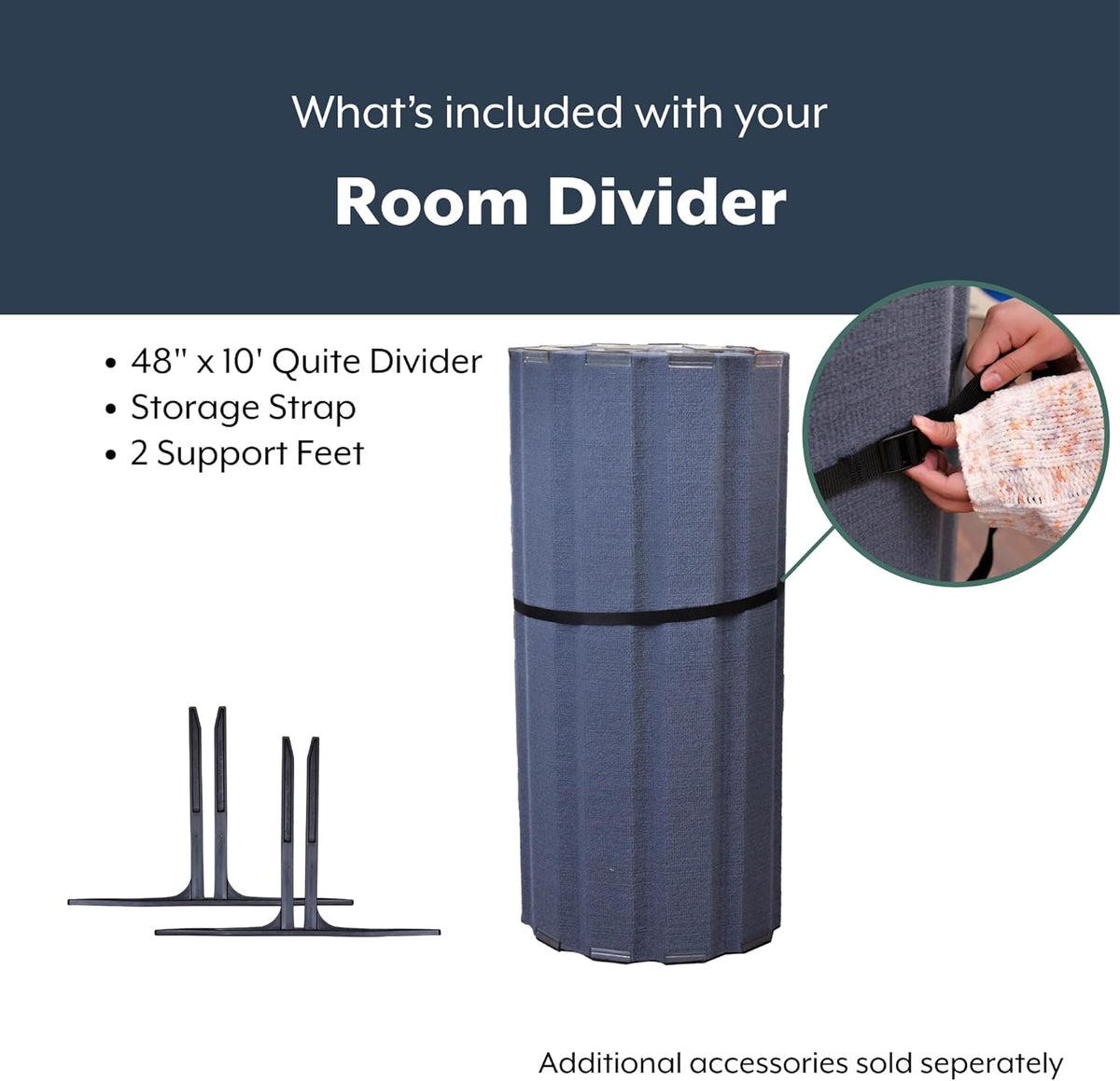Children’s Factory 48" x 10' Quiet Divider With Sound Dampening Panels, Freestanding Room Divider Wall, Slate Blue (pack of 1)
