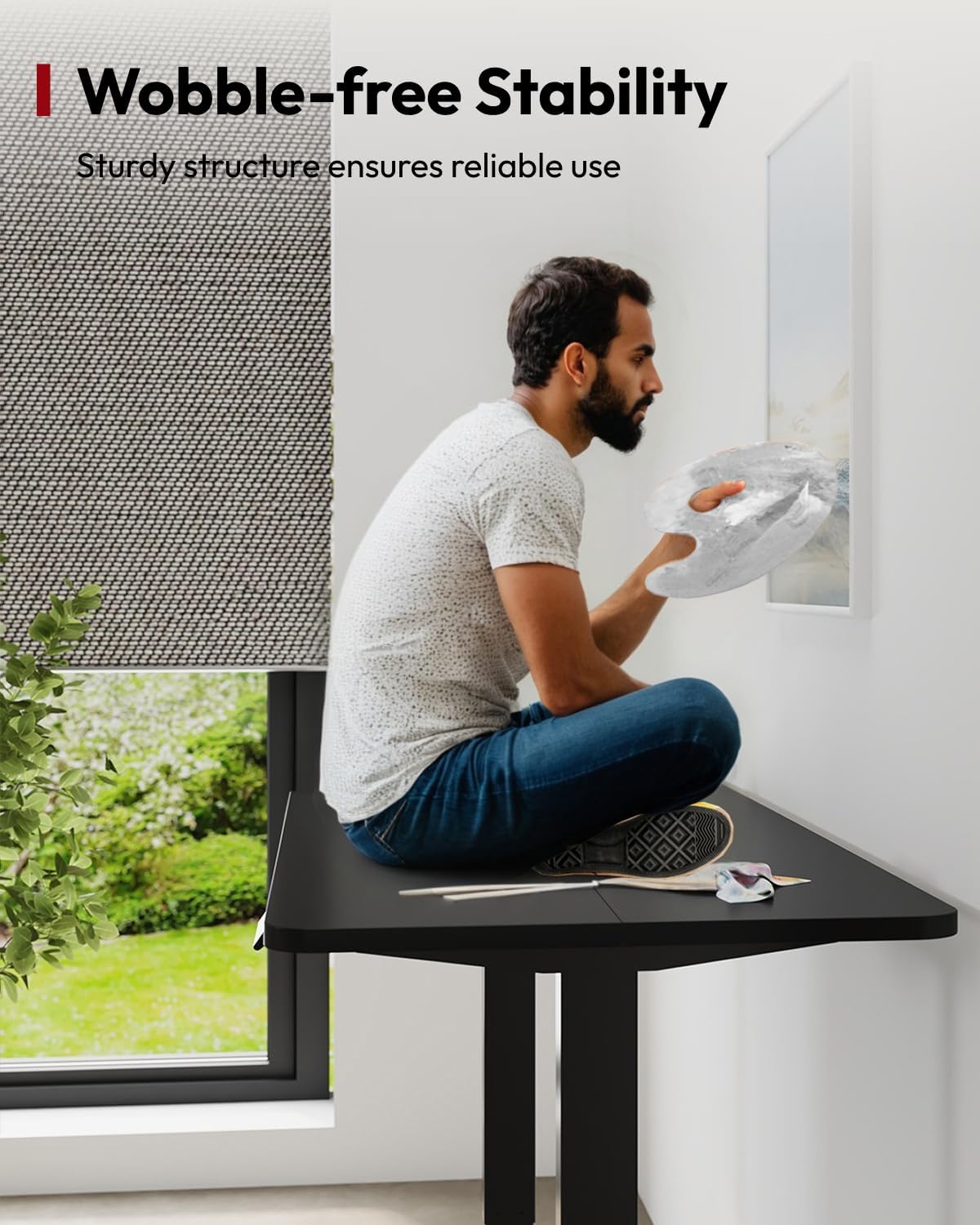 SANODESK Standing Desk Height Adjustable Electric Stand up Desk 40x24 Inches Sit Stand Home Office with Splice Board, Black Frame/Black Top