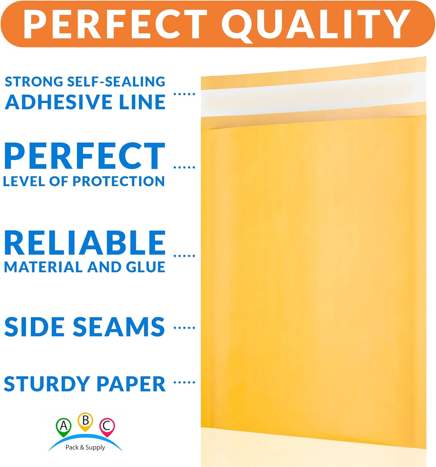 ABC PACK & SUPPLY Yellow Kraft Bubble Mailer Envelopes, 8.5 x 13 Inches. 300 Pack Mail Padded Envelopes Self Seal. Kraft Bubble Mailers. Tear-Resistant Mailing Envelope Padded. Sturdy Paper Mailer