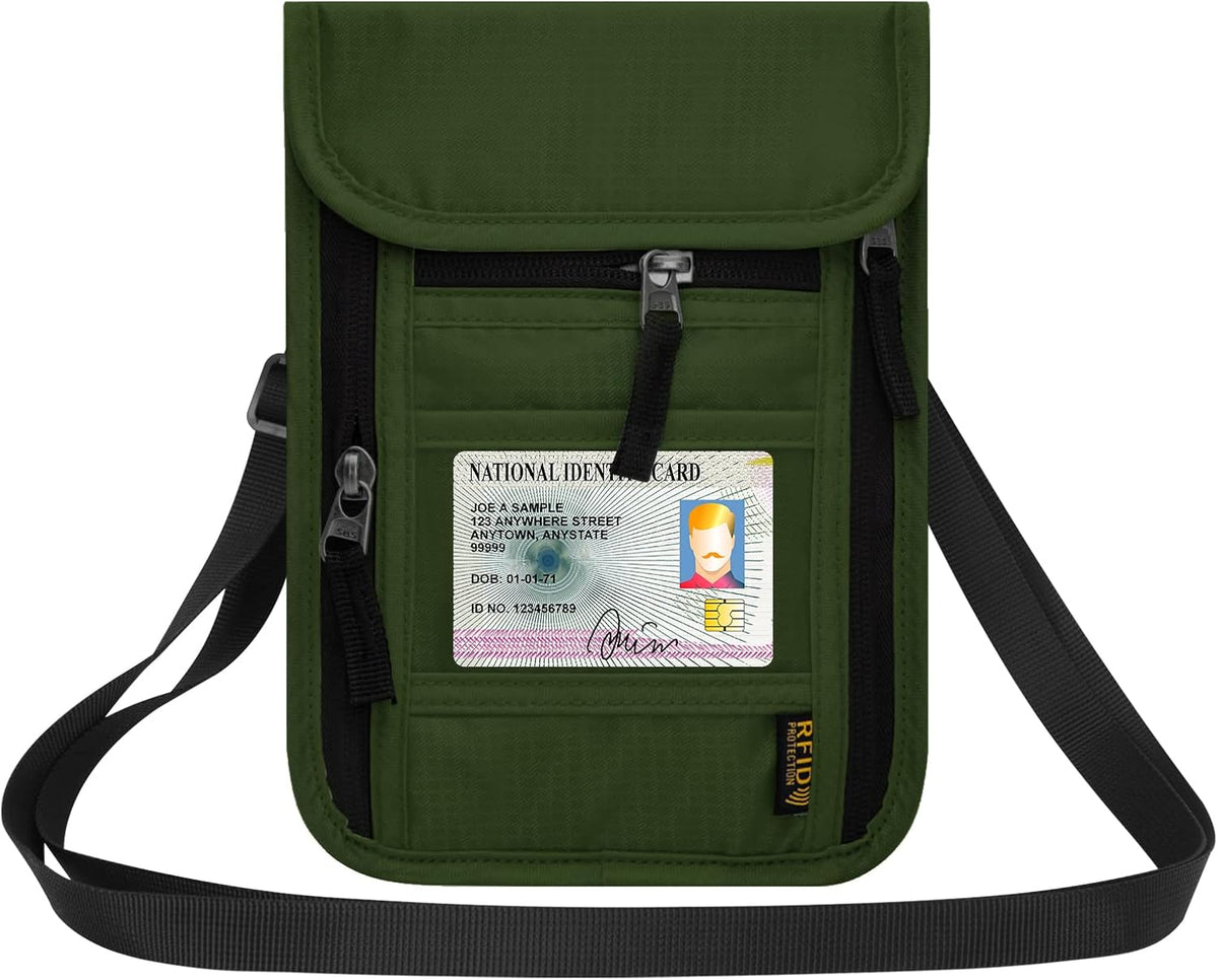 Neck Wallet for Travel,Passport Holder Neck Pouch for Men Women with Adjustable Neck Strap and RFID Blocking
