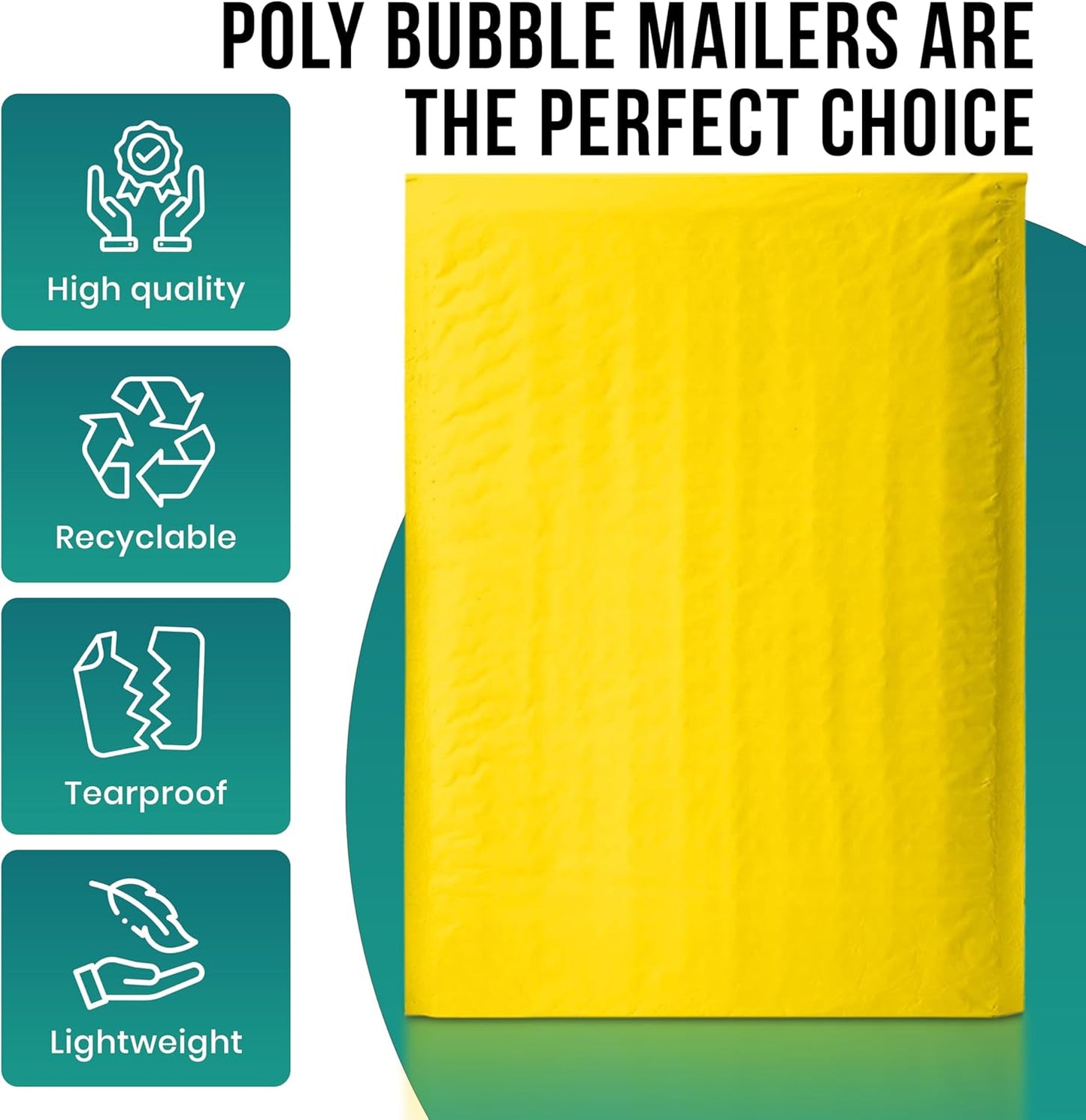 Levex - #0000 4" x 6" [5 Pack] Yellow Poly Bubble Mailers, Padded Envelope Mailers, Packing Envelope & Mailing Bags for Shipping