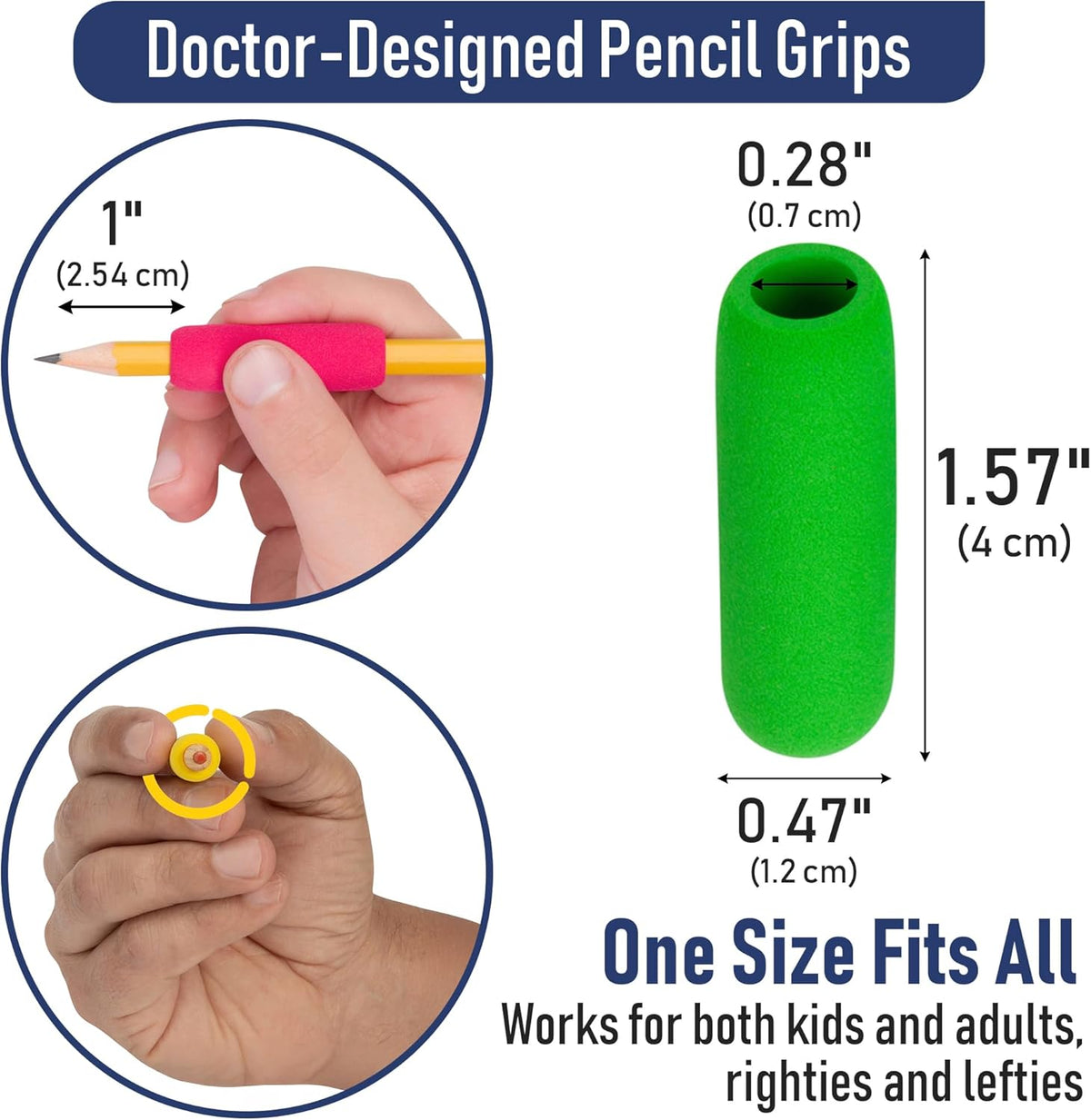 The Pencil Grip The Classics Soft Foam Pencil Grips, Ergonomic Writing Aid for Lefties and Righties, 1.5 Inch Long, Assorted Colors, 100 Pack - TPG-164100
