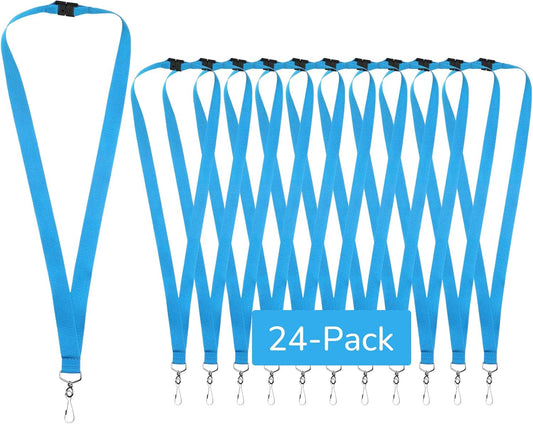 24-Pack Breakaway Lanyards, Polyester Neck Straps for ID Cards, Keys, Office, School & Events