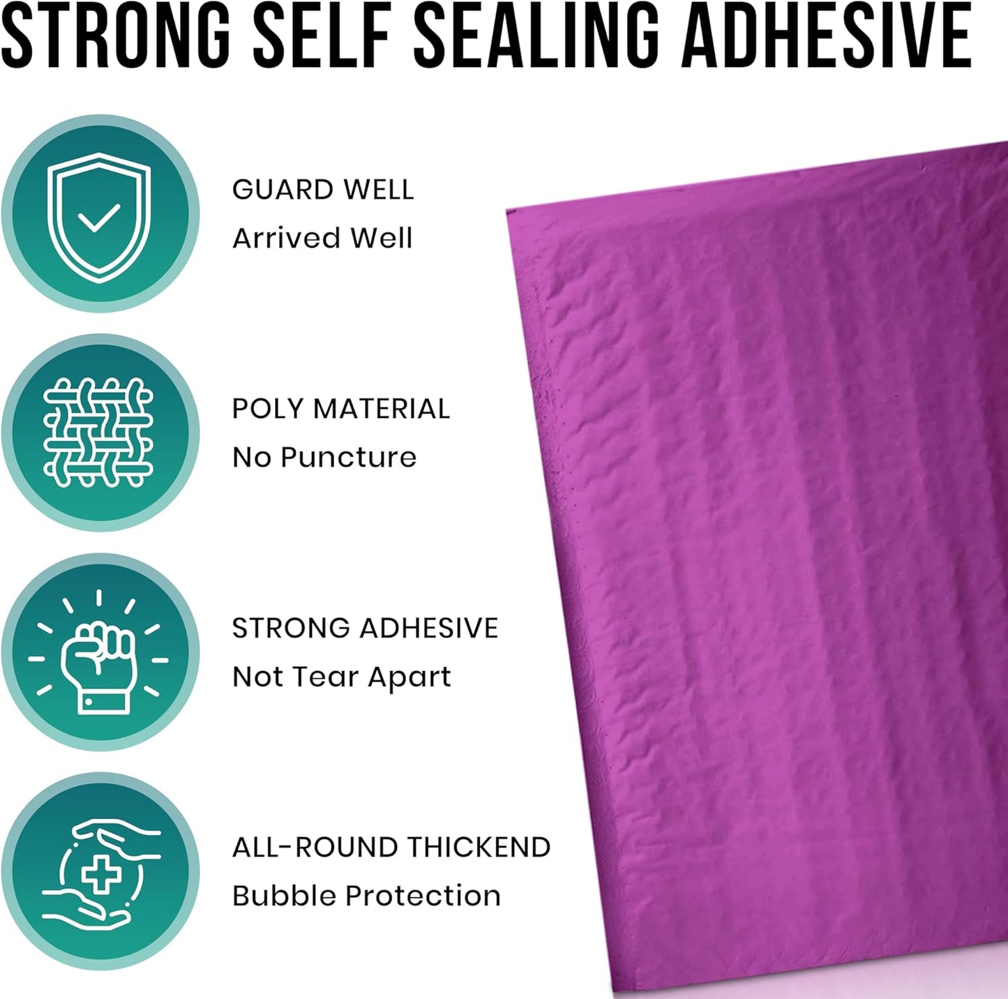 Levex - #000 4" x 8" [5 Pack] Purple Poly Bubble Mailers, Padded Envelope Mailers, Packing Envelope & Mailing Bags for Shipping