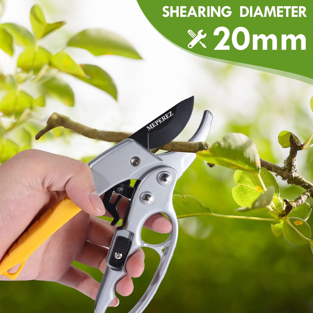 Ultra Sharp Germany Steel Pruning Shears - Cuts 3X Easier, Weak Hand Arthritis Snips, Rust-Resistant, Effortlessly 1-Inch Cut Capacity Garden Scissors, Ergonomic Handle (2 pack-yellow)